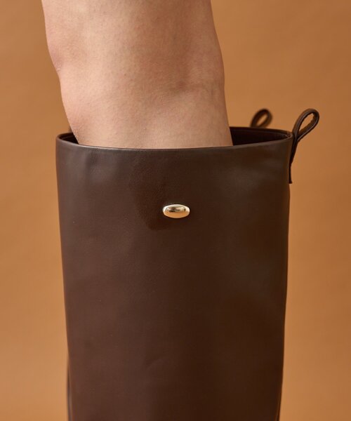 mystic スクエアトゥロングブーツ　ブラウン　37 2025 AW mystic スクエアトゥロングブーツ ブラウン 37 2025 AW レース