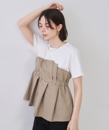 OPAQUE.CLIP | タックビスチェドッキングカットソー【洗濯機洗い可】(Tシャツ/カットソー)