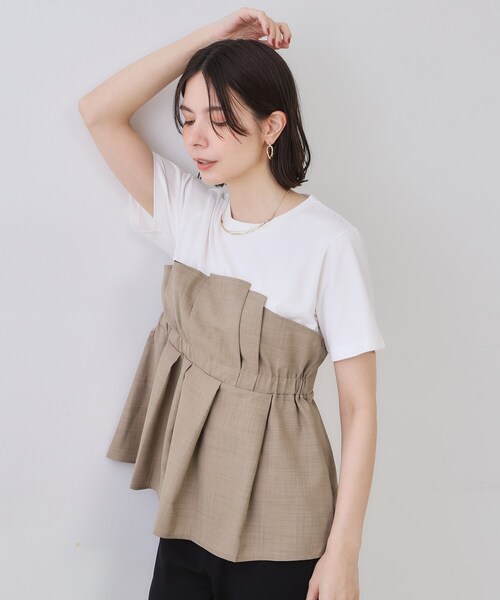 OPAQUE.CLIP（オペークドットクリップ）の「タックビスチェドッキングカットソー【洗濯機洗い可】（Tシャツ/カットソー・レディース・グレー系4/ブラック系4/ベージュ系4・38/40/42）」の3枚目の写真