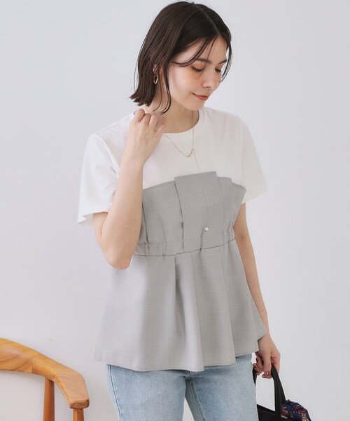 OPAQUE.CLIP（オペークドットクリップ）の「タックビスチェドッキングカットソー【洗濯機洗い可】（Tシャツ/カットソー・レディース・グレー系4/ブラック系4/ベージュ系4・38/40/42）」の4枚目の写真