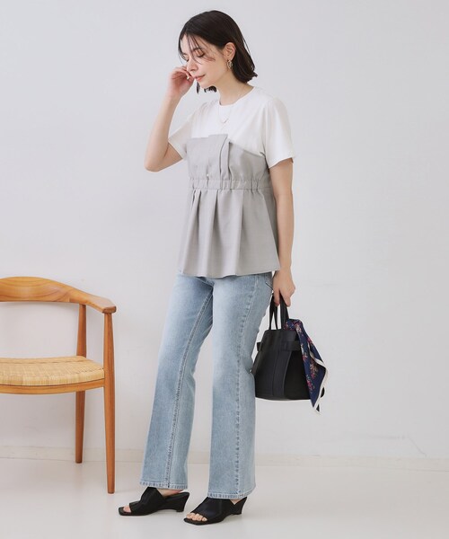 OPAQUE.CLIP（オペークドットクリップ）の「タックビスチェドッキングカットソー【洗濯機洗い可】（Tシャツ/カットソー・レディース・グレー系4/ブラック系4/ベージュ系4・38/40/42）」の5枚目の写真