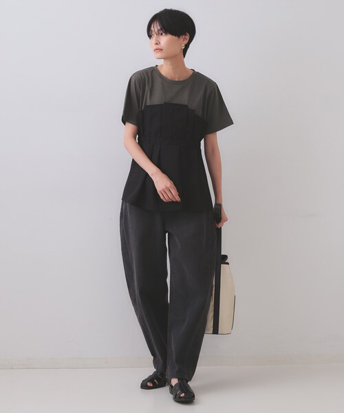 OPAQUE.CLIP（オペークドットクリップ）の「タックビスチェドッキングカットソー【洗濯機洗い可】（Tシャツ/カットソー・レディース・グレー系4/ブラック系4/ベージュ系4・38/40/42）」の9枚目の写真