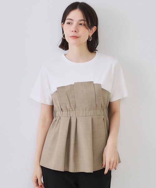 OPAQUE.CLIP（オペークドットクリップ）の「タックビスチェドッキングカットソー【洗濯機洗い可】（Tシャツ/カットソー・レディース・グレー系4/ブラック系4/ベージュ系4・38/40/42）」の16枚目の写真