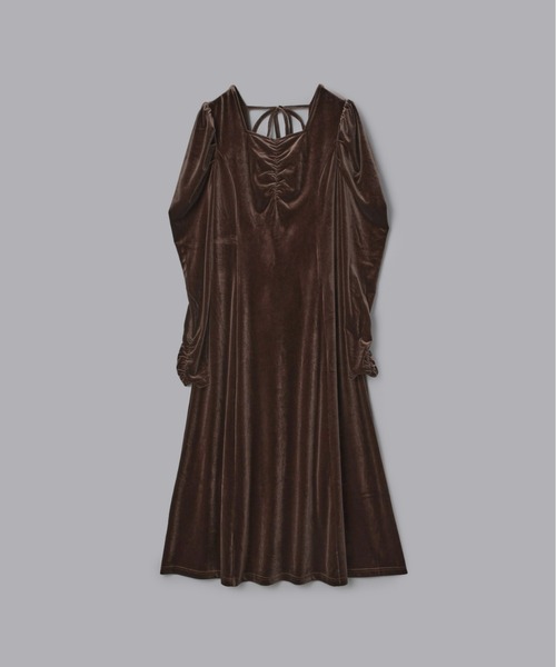 セール】フロントギャザーベロアワンピース（ワンピース）｜Olu
