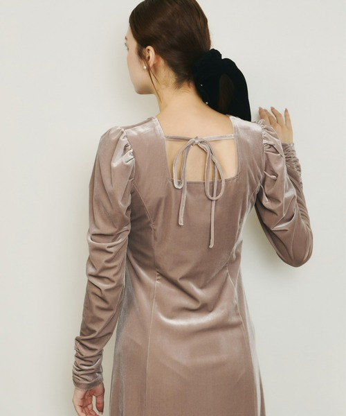 セール】フロントギャザーベロアワンピース（ワンピース）｜Olu