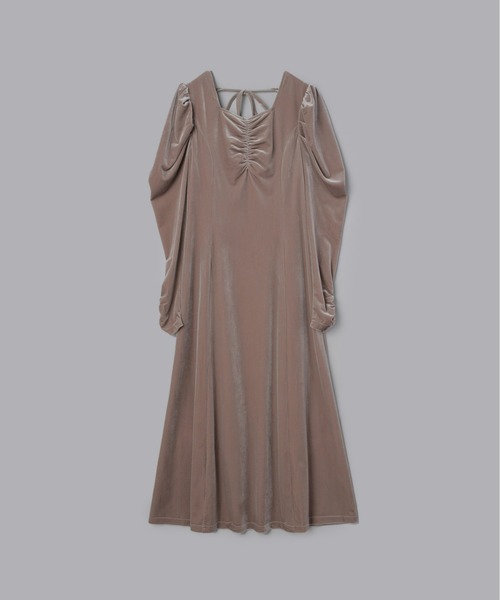 セール】フロントギャザーベロアワンピース（ワンピース）｜Olu