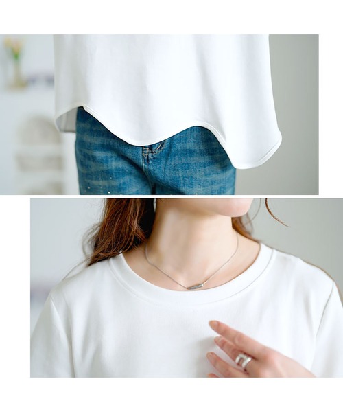 GOLDJAPAN（ゴールドジャパン）の「ウェーブ裾アシメTシャツ【大きいサイズ対応】（Tシャツ/カットソー・レディース・ブラック/ホワイト・LL/3L/4L/5L）」の8枚目の写真