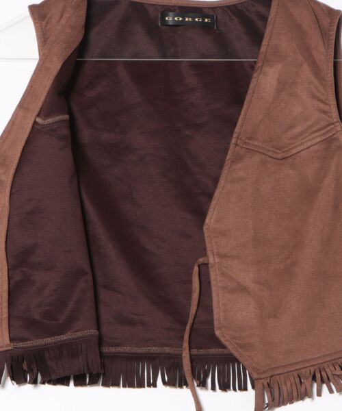 GORGE（ゴージ）の「《フリンジ裾×羽織りデザイン》レディース ベスト 羽織り風ヴィンテージ調 春夏秋（ベスト・レディース・アイボリー/ブラウン/キャメル・F）」の11枚目の写真