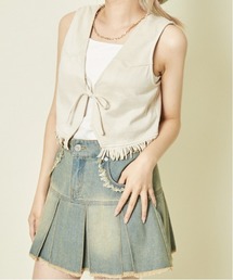 《フリンジ裾×羽織りデザイン》レディース ベスト 羽織り風ヴィンテージ調 春夏秋