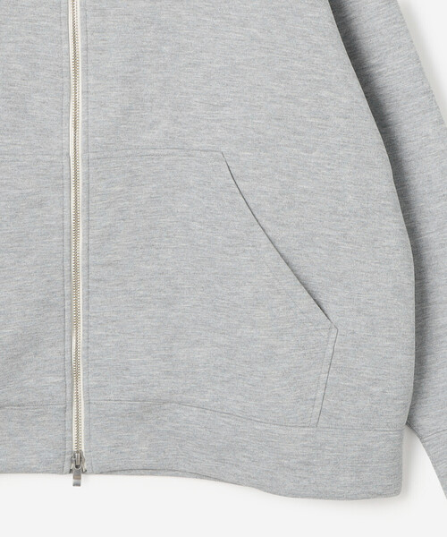 MBE フード付き裏起毛ダンボールニットダブルジップジャケット グレー