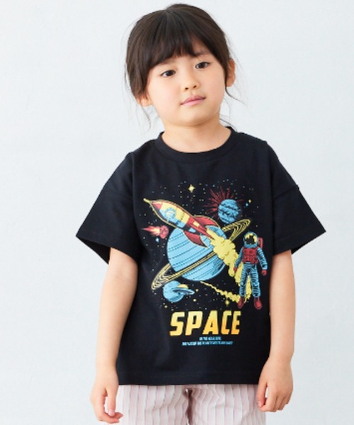 Fluffy BROTHERS（フラッフィーブラザーズ）の「プリントTシャツ（Tシャツ/カットソー・キッズ・ネイビー/ベージュ/パープル/ブラック・90/100/110/120/80/130/140/150）」の2枚目の写真
