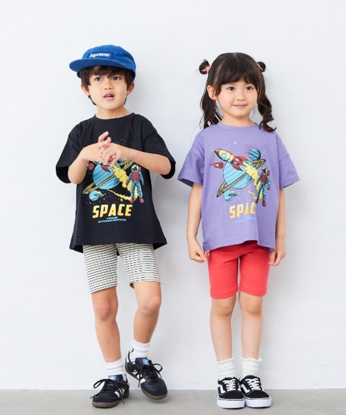 Fluffy BROTHERS（フラッフィーブラザーズ）の「プリントTシャツ（Tシャツ/カットソー・キッズ・ネイビー/ベージュ/パープル/ブラック・90/100/110/120/80/130/140/150）」の6枚目の写真