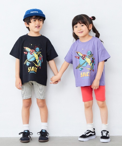 Fluffy BROTHERS（フラッフィーブラザーズ）の「プリントTシャツ（Tシャツ/カットソー・キッズ・ネイビー/ベージュ/パープル/ブラック・90/100/110/120/80/130/140/150）」の5枚目の写真