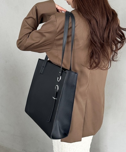 MYMOOD.（マイムード）の「【A4収納可能】スクエア自立PUトートバッグ（トートバッグ・レディース・ベージュ/ダークブラウン/ブラック・FREE）」の18枚目の写真