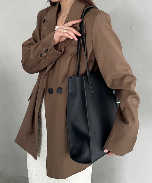 MYMOOD.（マイムード）の「【A4収納可能】スクエア自立PUトートバッグ（トートバッグ・レディース・ベージュ/ダークブラウン/ブラック・FREE）」の17枚目の写真