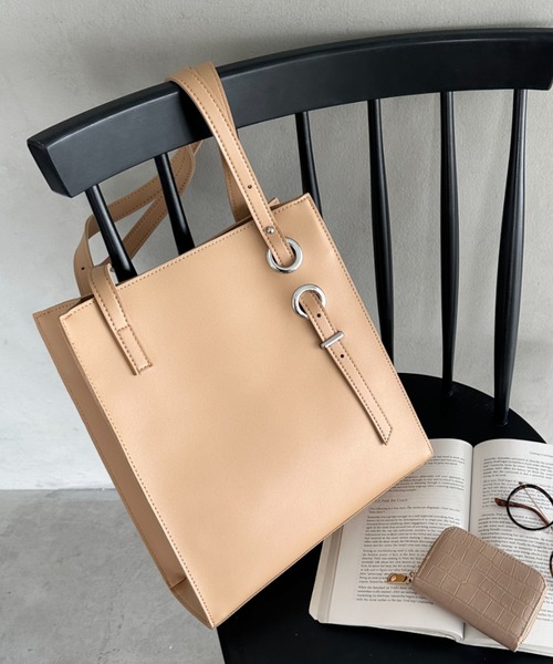 MYMOOD.（マイムード）の「【A4収納可能】スクエア自立PUトートバッグ（トートバッグ・レディース・ベージュ/ダークブラウン/ブラック・FREE）」の14枚目の写真