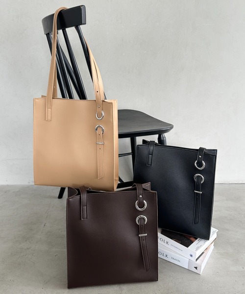 MYMOOD.（マイムード）の「【A4収納可能】スクエア自立PUトートバッグ（トートバッグ・レディース・ベージュ/ダークブラウン/ブラック・FREE）」の11枚目の写真