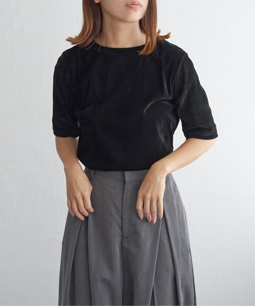 notch.(ノッチ)の「シアーベロア半袖Tシャツ(Tシャツ/カットソー・レディース・ブラック/チャコール・M)」の3枚目の写真