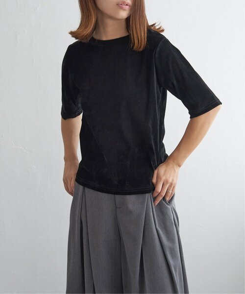 notch.(ノッチ)の「シアーベロア半袖Tシャツ(Tシャツ/カットソー・レディース・ブラック/チャコール・M)」の7枚目の写真