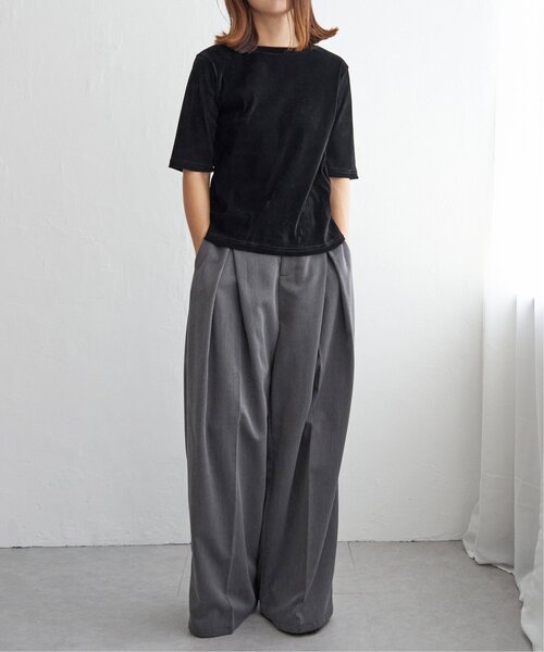 notch.(ノッチ)の「シアーベロア半袖Tシャツ(Tシャツ/カットソー・レディース・ブラック/チャコール・M)」の9枚目の写真