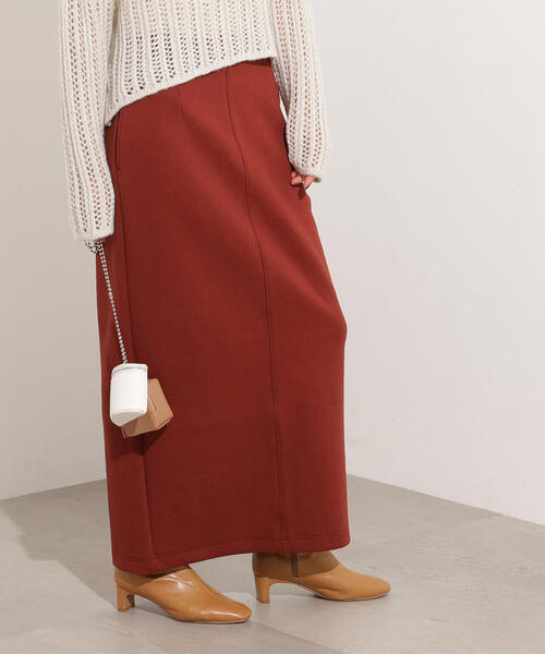 N.（N. Natural Beauty Basic）（エヌエヌナチュラルビューティーベーシック）の「スウェットライクナローマキシスカート（スカート・レディース・テラコッタ/ブラック/杢グレー・MEDIUM）」の5枚目の写真