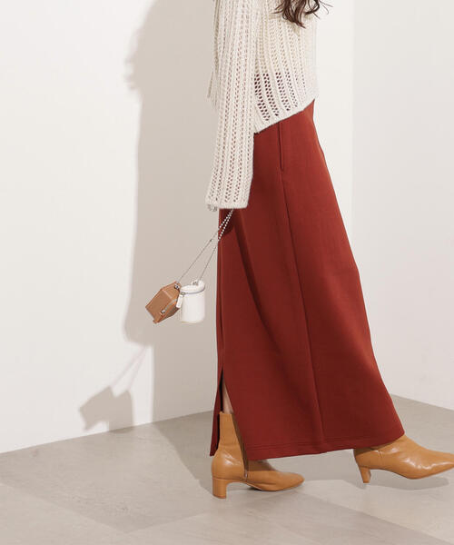 N.（N. Natural Beauty Basic）（エヌエヌナチュラルビューティーベーシック）の「スウェットライクナローマキシスカート（スカート・レディース・テラコッタ/ブラック/杢グレー・MEDIUM）」の6枚目の写真