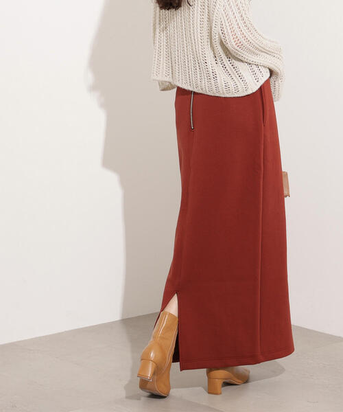 N.（N. Natural Beauty Basic）（エヌエヌナチュラルビューティーベーシック）の「スウェットライクナローマキシスカート（スカート・レディース・テラコッタ/ブラック/杢グレー・MEDIUM）」の8枚目の写真