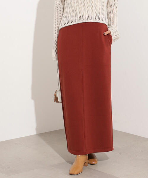 N.（N. Natural Beauty Basic）（エヌエヌナチュラルビューティーベーシック）の「スウェットライクナローマキシスカート（スカート・レディース・テラコッタ/ブラック/杢グレー・MEDIUM）」の9枚目の写真