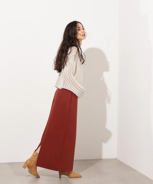 N.（N. Natural Beauty Basic）（エヌエヌナチュラルビューティーベーシック）の「スウェットライクナローマキシスカート（スカート・レディース・テラコッタ/ブラック/杢グレー・MEDIUM）」の12枚目の写真