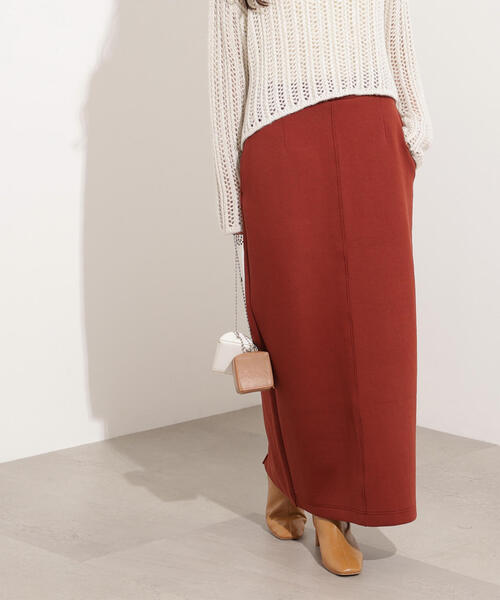 N.（N. Natural Beauty Basic）（エヌエヌナチュラルビューティーベーシック）の「スウェットライクナローマキシスカート（スカート・レディース・テラコッタ/ブラック/杢グレー・MEDIUM）」の3枚目の写真