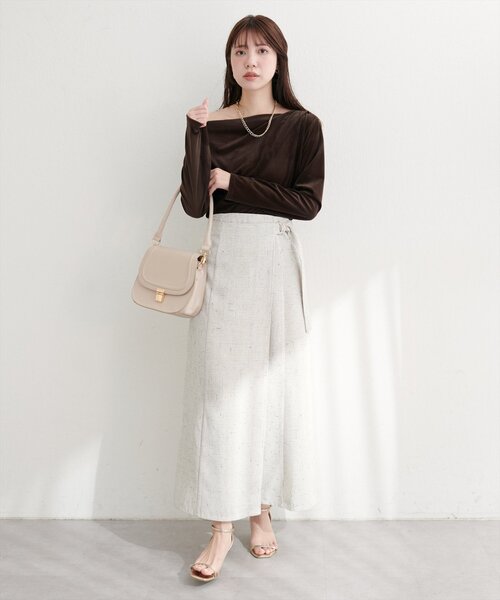 natural couture（ナチュラルクチュール）の「ラップ風ツイードスカート（スカート・レディース・ボルドー/ブラック/オフホワイト・FREE）」の17枚目の写真