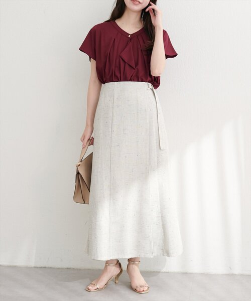 ラップ風ツイードスカート（スカート）｜natural couture（ナチュラル