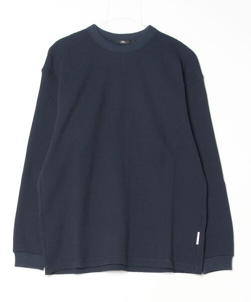 TIGORA(ティゴラ)の「ティゴラ TIGORA ワッフルロングTシャツ(Tシャツ/カットソー・メンズ・パープル/ブラック/オフホワイト/チャコールグレー/ネイビー・S/M/L/LL/3L)」の4枚目の写真