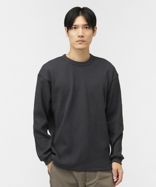 TIGORA(ティゴラ)の「ティゴラ TIGORA ワッフルロングTシャツ(Tシャツ/カットソー・メンズ・パープル/ブラック/オフホワイト/チャコールグレー/ネイビー・S/M/L/LL/3L)」の1枚目の写真