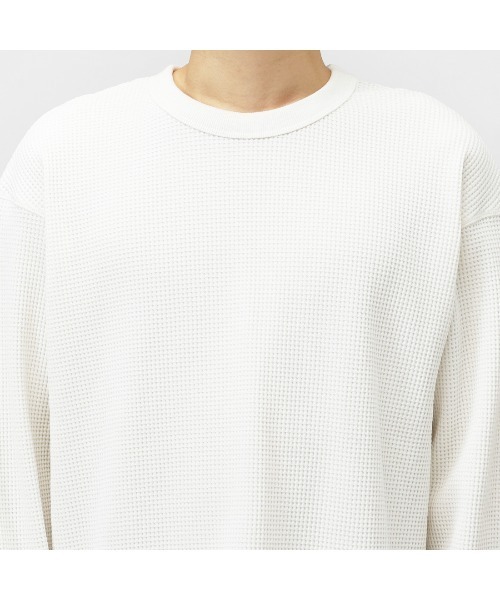 TIGORA(ティゴラ)の「ティゴラ TIGORA ワッフルロングTシャツ(Tシャツ/カットソー・メンズ・パープル/ブラック/オフホワイト/チャコールグレー/ネイビー・S/M/L/LL/3L)」の9枚目の写真
