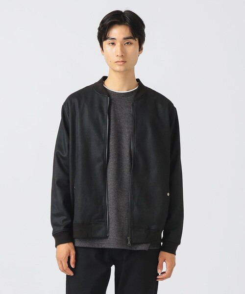 BEAMS HEART（ビームスハート）の「ヘリンボーン フェイクスエード MA-1（MA-1・メンズ・チャコールグレー/ブラウン・S/M/L）」の2枚目の写真