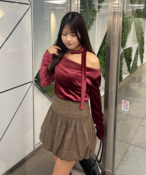 continuer de NICE CLAUP（コンティニューデナイスクラップ）の「ベロア＆ニットソーの2素材！（Tシャツ/カットソー・レディース・トップグレー/ピンク/ブラウン/ブラック/ボルドー・FREE）」の20枚目の写真