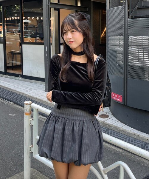 continuer de NICE CLAUP（コンティニューデナイスクラップ）の「ベロア＆ニットソーの2素材！（Tシャツ/カットソー・レディース・トップグレー/ピンク/ブラウン/ブラック/ボルドー・FREE）」の21枚目の写真