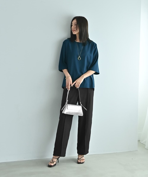 STYLE DELI(スタイルデリ)の「【Kana Oyama×BLK001】セットアップトップス(Tシャツ/カットソー・レディース・ブラック/ネイビー/ブルーグリーン・FREE)」の4枚目の写真