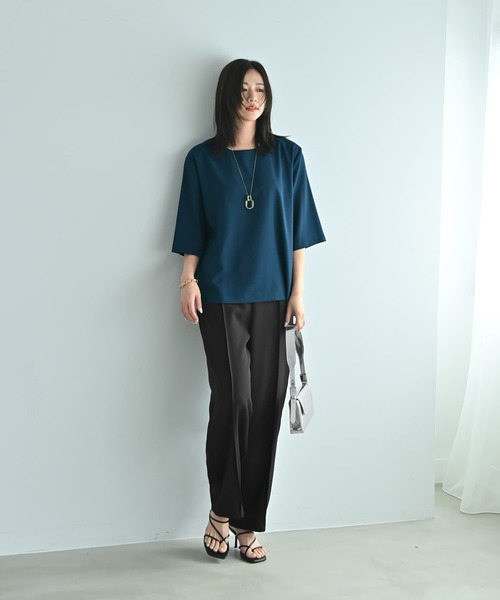 STYLE DELI(スタイルデリ)の「【Kana Oyama×BLK001】セットアップトップス(Tシャツ/カットソー・レディース・ブラック/ネイビー/ブルーグリーン・FREE)」の10枚目の写真