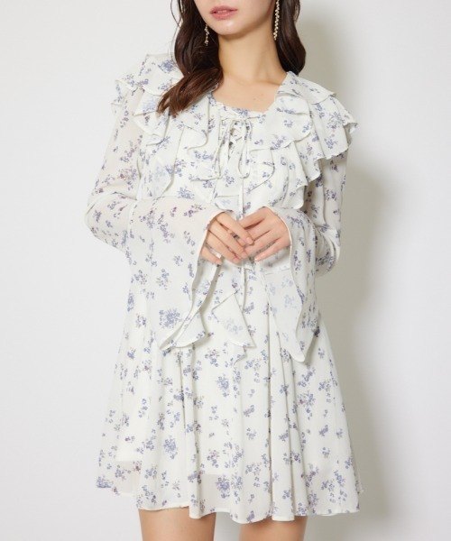 2025AW】フリルフレアミニワンピース 秋服 冬服（ワンピース
