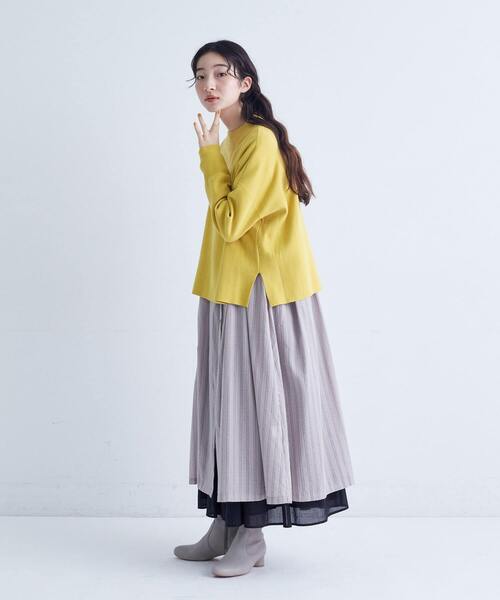 conges payes ADIEU TRISTESSE（コンジェ ペイエ アデュートリステス）の「コットンミラノリブモックネックプルオーバー（ニット/セーター・レディース・グレー/ブラック/イエロー・FREE）」の5枚目の写真