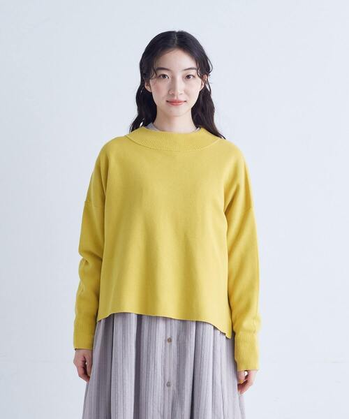 conges payes ADIEU TRISTESSE（コンジェ ペイエ アデュートリステス）の「コットンミラノリブモックネックプルオーバー（ニット/セーター・レディース・グレー/ブラック/イエロー・FREE）」の7枚目の写真