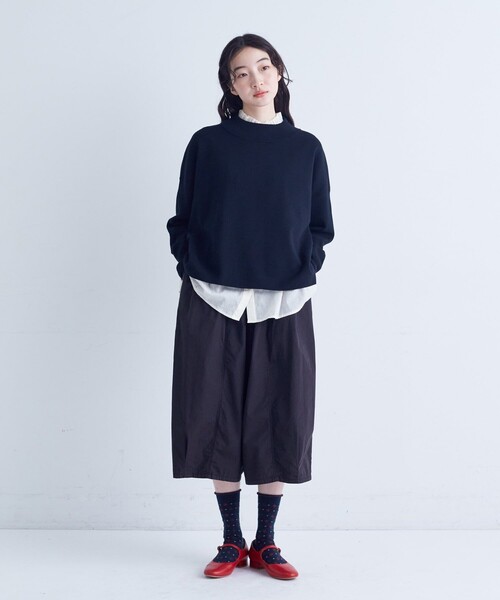 conges payes ADIEU TRISTESSE(コンジェ ペイエ アデュートリステス)の「コットンミラノリブモックネックプルオーバー(ニット/セーター・レディース・グレー/ブラック/イエロー・FREE)」の4枚目の写真