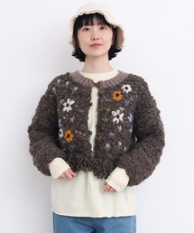 l'atelier du savon（アトリエドサボン）の「花の咲く散歩道　ハンドニットカーディガン（カーディガン/ボレロ）」