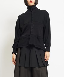 gomme（ゴム）の「40/-コーマ裏毛　ハイネック切替カーディガン（Tシャツ/カットソー）」