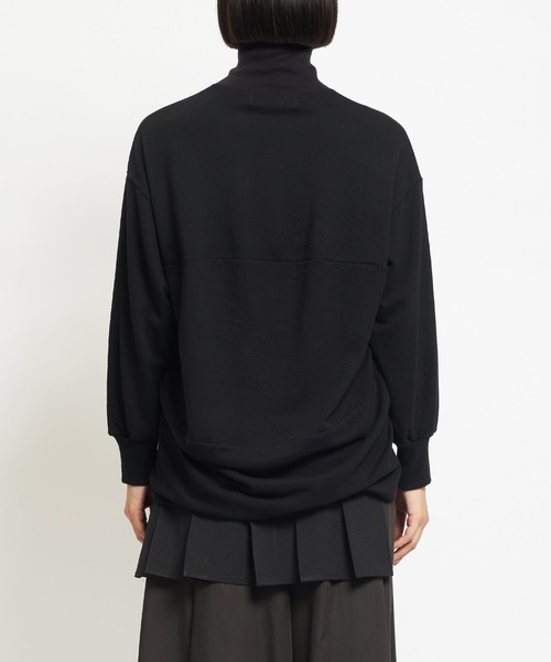 gomme（ゴム）の「40/-コーマ裏毛　ハイネック切替カーディガン（Tシャツ/カットソー・レディース・ブラック・MEDIUM）」の10枚目の写真