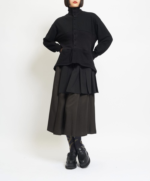 gomme（ゴム）の「40/-コーマ裏毛　ハイネック切替カーディガン（Tシャツ/カットソー・レディース・ブラック・MEDIUM）」の17枚目の写真