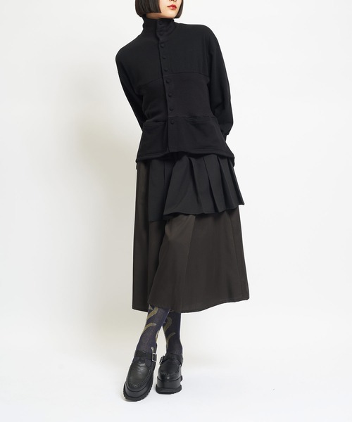 gomme（ゴム）の「40/-コーマ裏毛　ハイネック切替カーディガン（Tシャツ/カットソー・レディース・ブラック・MEDIUM）」の7枚目の写真