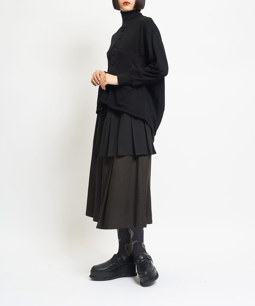 gomme（ゴム）の「40/-コーマ裏毛　ハイネック切替カーディガン（Tシャツ/カットソー・レディース・ブラック・MEDIUM）」の9枚目の写真